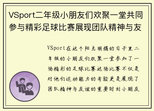 VSport二年级小朋友们欢聚一堂共同参与精彩足球比赛展现团队精神与友谊