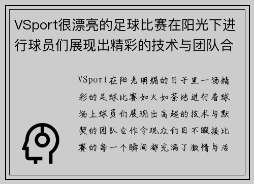 VSport很漂亮的足球比赛在阳光下进行球员们展现出精彩的技术与团队合作