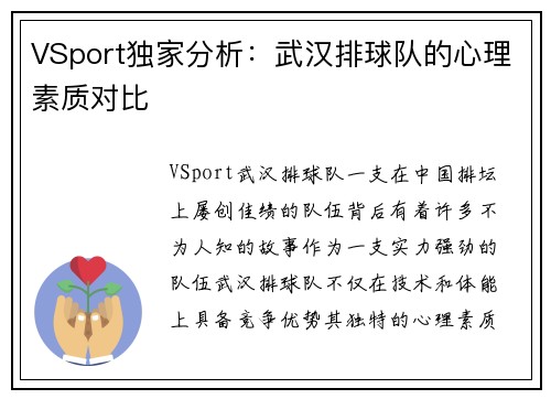 VSport独家分析：武汉排球队的心理素质对比