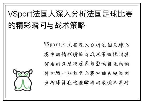 VSport法国人深入分析法国足球比赛的精彩瞬间与战术策略