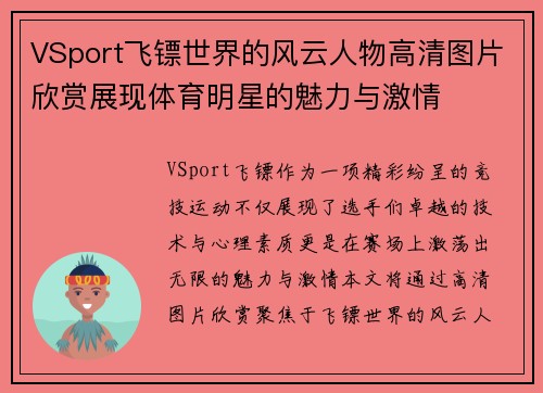 VSport飞镖世界的风云人物高清图片欣赏展现体育明星的魅力与激情