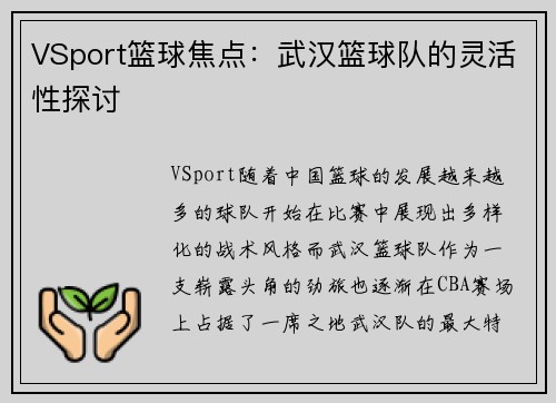 VSport篮球焦点：武汉篮球队的灵活性探讨