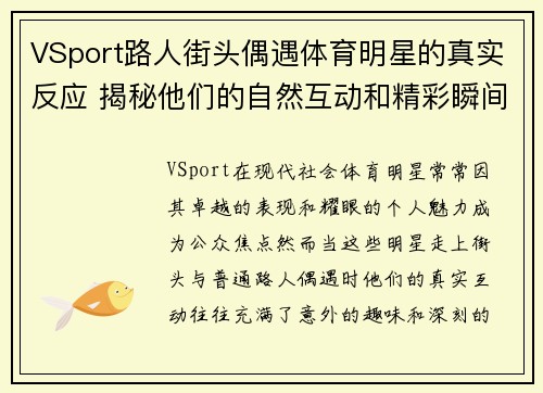 VSport路人街头偶遇体育明星的真实反应 揭秘他们的自然互动和精彩瞬间