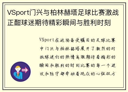 VSport门兴与柏林赫塔足球比赛激战正酣球迷期待精彩瞬间与胜利时刻