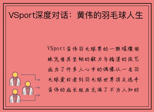 VSport深度对话：黄伟的羽毛球人生