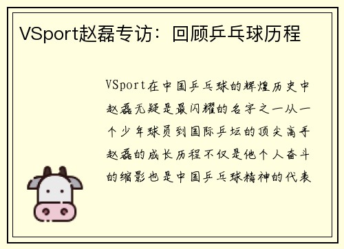 VSport赵磊专访：回顾乒乓球历程